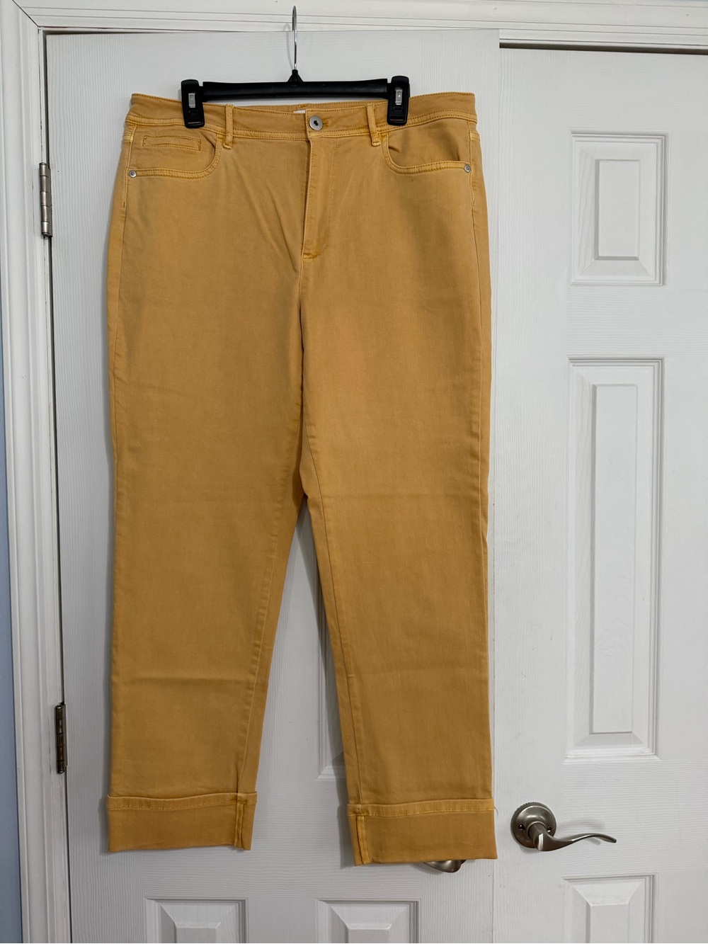 J. Jill mustard yellow cuffed jeans size 14 tall stretch summer